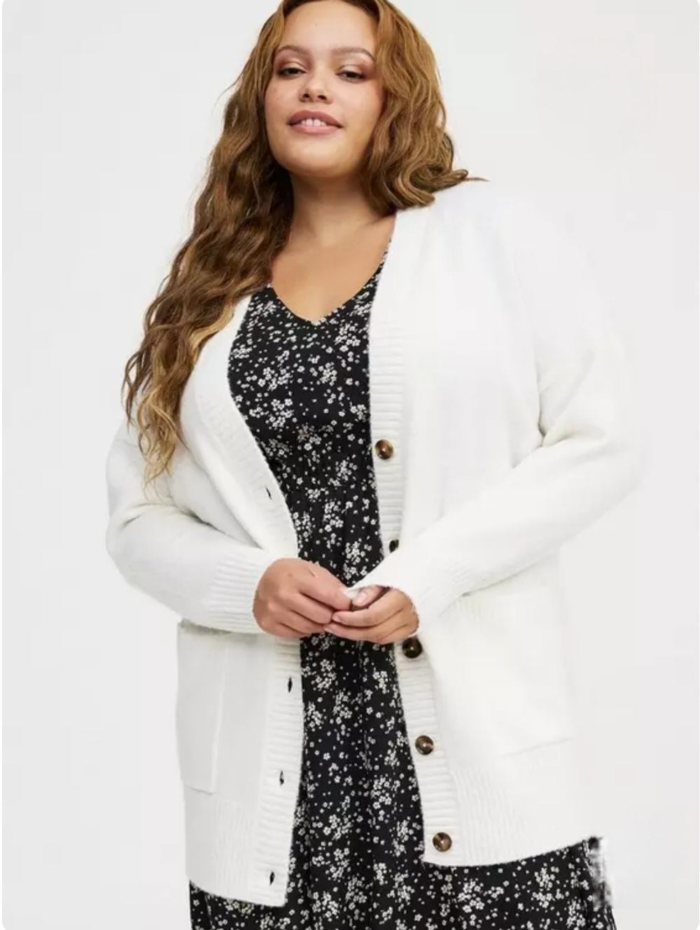 Torrid 00 White Vegan Cashmere Boyfriend Cardigan